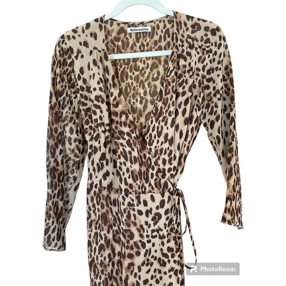 Reformation Animal Print Wrap Dress - Picture 2 of 7